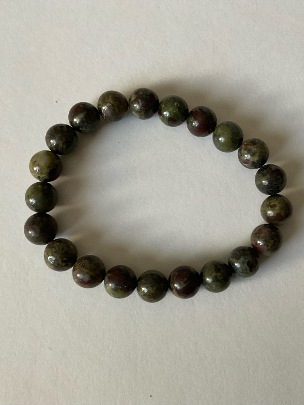 Handmade Dragon Blood Jasper Natural Gemstone Beaded Stretch Bracelet NWOT